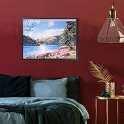 «Lake District, 2001» в интерьере спальни с акцентной стеной