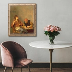 «Two Smokers in an Interior, 1643» в интерьере в классическом стиле над креслом