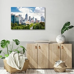 «Вид на Мельбурн, Австралия» в интерьере современной комнаты над комодом