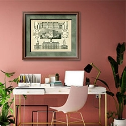 «Архитектура №11: Вальхалла, Регенсбург, Германия 1» в интерьере современного кабинета в розовых тонах