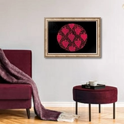 «Red Pomegranates, 2015,» в интерьере гостиной в бордовых тонах