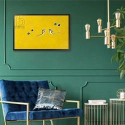 «Hummingbirds» в интерьере в классическом стиле с зеленой стеной
