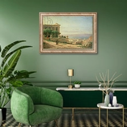 «Sevastopol» в интерьере гостиной в зеленых тонах