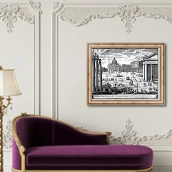 «View of St. Peter's, Rome 2» в интерьере в классическом стиле над банкеткой