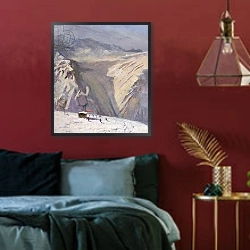 «Terrasse - Morning - Val d'Isere» в интерьере спальни с акцентной стеной