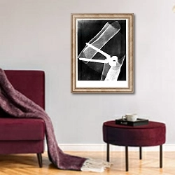 «Photogram with pliers, 1920» в интерьере гостиной в бордовых тонах