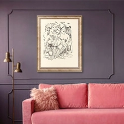 «Braunbehrens, Stadtnacht» в интерьере гостиной с розовым диваном