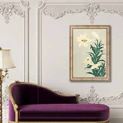 «Lilies» в интерьере в классическом стиле над банкеткой