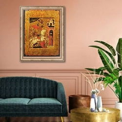 «St. George and the Dragon, icon» в интерьере классической гостиной над диваном