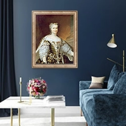 «Portrait of Maria Leszczynska, Queen of France and Navarre» в интерьере в классическом стиле в синих тонах