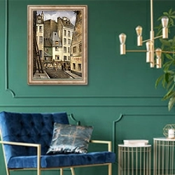 «Rue St. Julien le Pauvre, Paris,» в интерьере в классическом стиле с зеленой стеной
