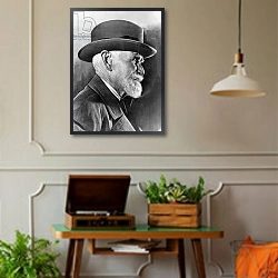 «Academician Ivan Pavlov.» в интерьере комнаты в стиле ретро с проигрывателем виниловых пластинок