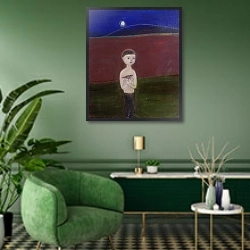 «Boy in the Moonlight, 2002 acrylic on canvas)» в интерьере гостиной в зеленых тонах