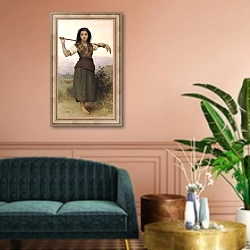 «Пастушка 4» в интерьере классической гостиной над диваном