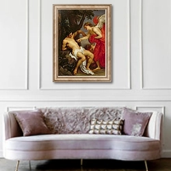 «Saint Sebastian and the Angel» в интерьере гостиной в классическом стиле над диваном