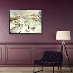 «Swans in Winter» в интерьере в классическом стиле в фиолетовых тонах