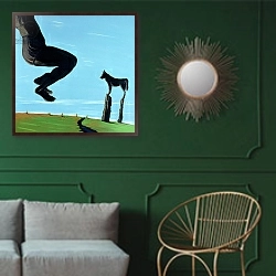 «Shadow at Rest, 2000» в интерьере классической гостиной с зеленой стеной над диваном