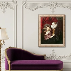 «Portrait of a Woman and Child» в интерьере в классическом стиле над банкеткой