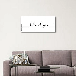 «Спасибо» в интерьере в скандинавском стиле над диваном