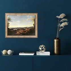 «Brazilian Landscape with a Plantation» в интерьере в классическом стиле в синих тонах
