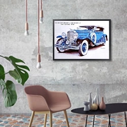 «Автомобили в искусстве 17» в интерьере в стиле лофт с бетонной стеной