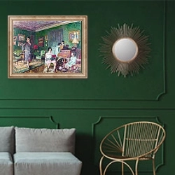 «Мадам Андре Вормсер и ее дети» в интерьере классической гостиной с зеленой стеной над диваном