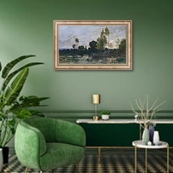 «Элдерс» в интерьере гостиной в зеленых тонах