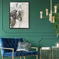 «Sigmund Freud 1998» в интерьере классической гостиной с зеленой стеной над диваном
