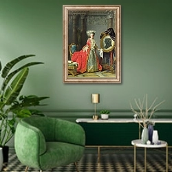 «Portrait of Adelaide de France, 1787» в интерьере гостиной в зеленых тонах