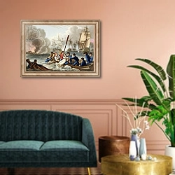 «Anecdote at the Battle of Trafalgar, 1817» в интерьере классической гостиной над диваном