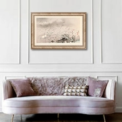 «Seihō jūni Fuji, Pl.11» в интерьере гостиной в классическом стиле над диваном
