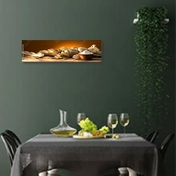 «Хлебная панорама» в интерьере столовой в зеленых тонах
