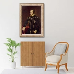 «Portrait of Philip II of Spain» в интерьере в классическом стиле над комодом