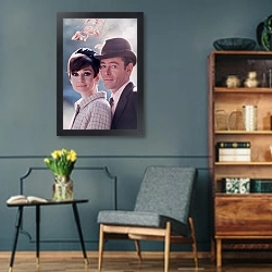 «Хепберн Одри 204» в интерьере гостиной в стиле ретро в серых тонах
