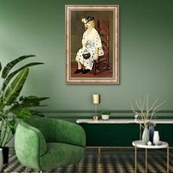 «The Polka Dot Dress» в интерьере гостиной в зеленых тонах