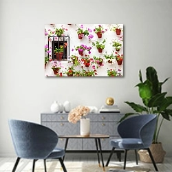 «Испания. Кордоба. Горшки с цветами» в интерьере современной гостиной над комодом