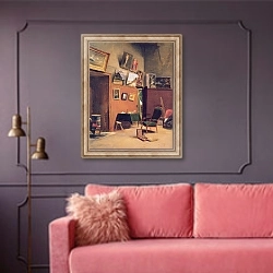 «Studio in the rue de furstenberg» в интерьере гостиной с розовым диваном