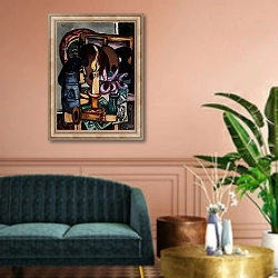 «Still Life with Two Large Candles» в интерьере классической гостиной над диваном