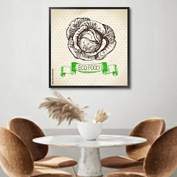 «Иллюстрация с капустой» в интерьере кухни над кофейным столиком