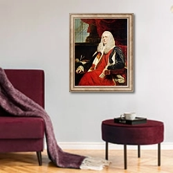 «Alexander Loughborough, Earl Rosslyn and Lord Chancellor, 1785» в интерьере гостиной в бордовых тонах
