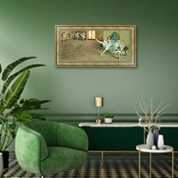 «Before the Ballet, 1890-1892» в интерьере гостиной в зеленых тонах