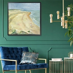 «The Curving Beach, Southwold, 1997» в интерьере в классическом стиле с зеленой стеной