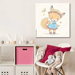«Девочка - лисичка» в интерьере детской комнаты для девочки с розовыми деталями