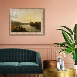 «Harlech Castle, from Twgwyn Ferry, Summer's Evening Twilight» в интерьере классической гостиной над диваном