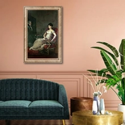 «The Marquesa de Villafranca Painting her Husband, 1804» в интерьере классической гостиной над диваном