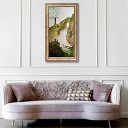 «Landscape, The Waterfall» в интерьере гостиной в классическом стиле над диваном