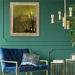 «Under the Moonbeams, 1882» в интерьере в классическом стиле с зеленой стеной