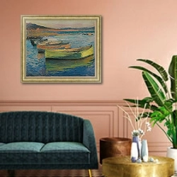 «Barques Aux Environs De Collioure» в интерьере классической гостиной над диваном