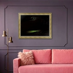 «Лунная ночь на Днепре» в интерьере гостиной с розовым диваном