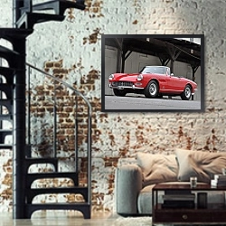 «Ferrari 275 GTS Spider '1964–66» в интерьере двухярусной гостиной в стиле лофт с кирпичной стеной